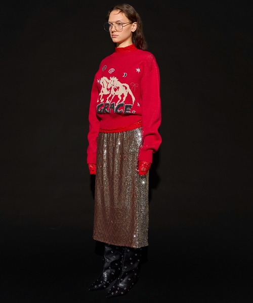 MAISON SPECIAL（メゾンスペシャル）の「Horse Knit/ホースニット（ニット/セーター・レディース・レッド/グレー/ブラック・FREE）」の11枚目の写真