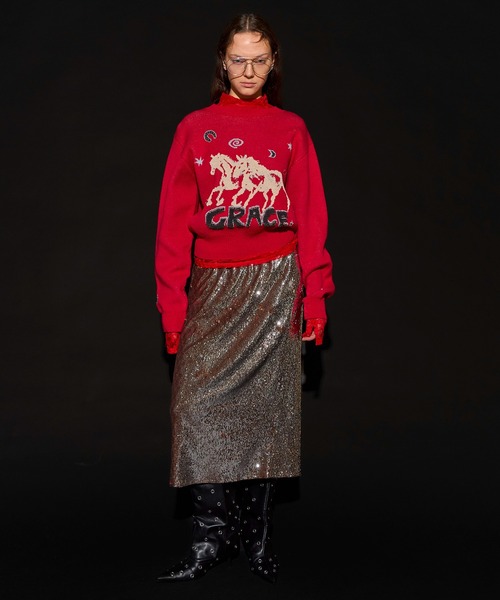 MAISON SPECIAL（メゾンスペシャル）の「Horse Knit/ホースニット（ニット/セーター・レディース・レッド/グレー/ブラック・FREE）」の10枚目の写真