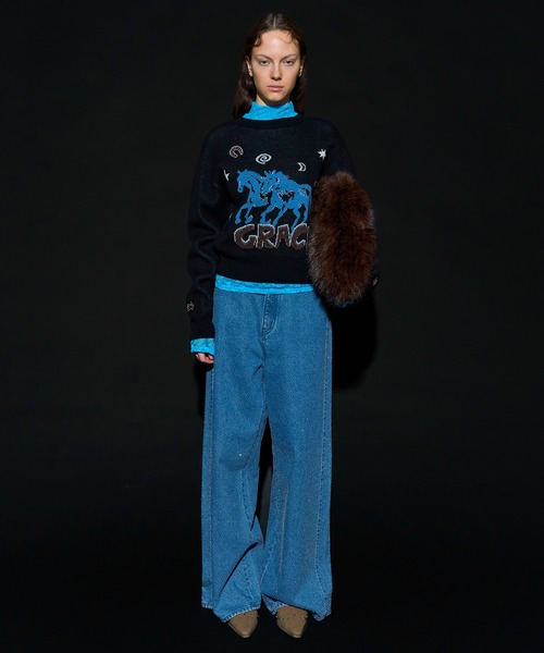 MAISON SPECIAL（メゾンスペシャル）の「Horse Knit/ホースニット（ニット/セーター・レディース・レッド/グレー/ブラック・FREE）」の4枚目の写真