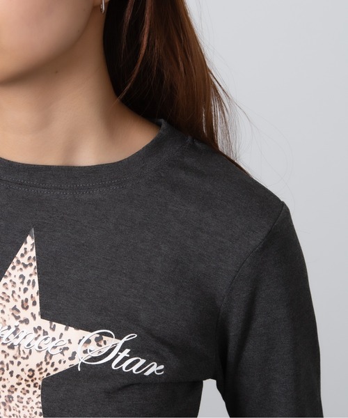 MEMECLE（メメクル）の「【MEMECLE/メメクル】スターレオパード　Y2KロンT 　カットソー（Tシャツ/カットソー・レディース・ホワイト/グレー/ブラック・FREE）」の4枚目の写真
