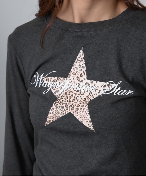 MEMECLE（メメクル）の「【MEMECLE/メメクル】スターレオパード　Y2KロンT 　カットソー（Tシャツ/カットソー・レディース・ホワイト/グレー/ブラック・FREE）」の5枚目の写真