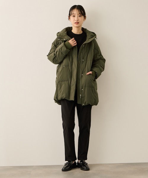 ストレッチフードピュアダウンミドルコート（ダウンジャケット/コート