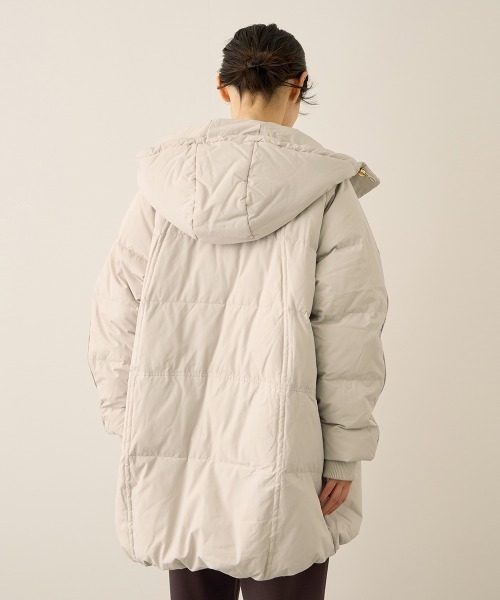 セール】ストレッチフードピュアダウンミドルコート（ダウンジャケット