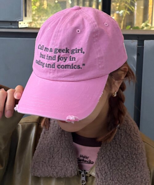 HELLO.SANFRANCISCO（ハローサンフランシスコ）の「★【HELLO.SANFRANCISCO/ハローサンフランシスコ】メッセージロゴ刺繍リボンキャップ（ハット・レディース・ブルー/ピンク/レッド/アイボリー・ONE SIZE）」の4枚目の写真