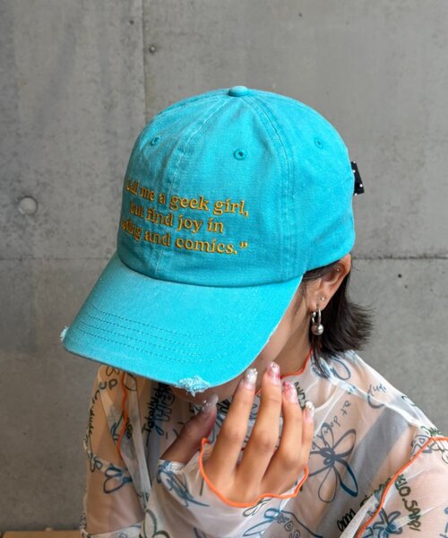 HELLO.SANFRANCISCO（ハローサンフランシスコ）の「★【HELLO.SANFRANCISCO/ハローサンフランシスコ】メッセージロゴ刺繍リボンキャップ（ハット・レディース・ブルー/ピンク/レッド/アイボリー・ONE SIZE）」の3枚目の写真