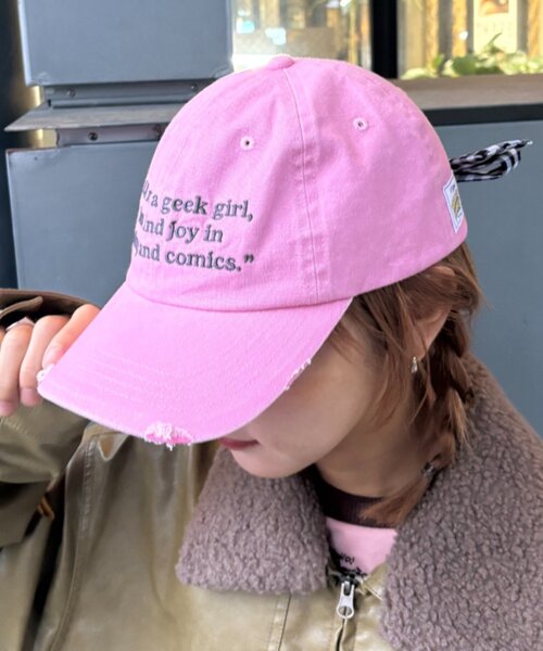 HELLO.SANFRANCISCO（ハローサンフランシスコ）の「★【HELLO.SANFRANCISCO/ハローサンフランシスコ】メッセージロゴ刺繍リボンキャップ（ハット・レディース・ブルー/ピンク/レッド/アイボリー・ONE SIZE）」の17枚目の写真