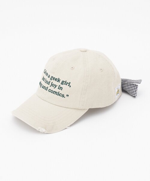 HELLO.SANFRANCISCO（ハローサンフランシスコ）の「★【HELLO.SANFRANCISCO/ハローサンフランシスコ】メッセージロゴ刺繍リボンキャップ（ハット・レディース・ブルー/ピンク/レッド/アイボリー・ONE SIZE）」の12枚目の写真