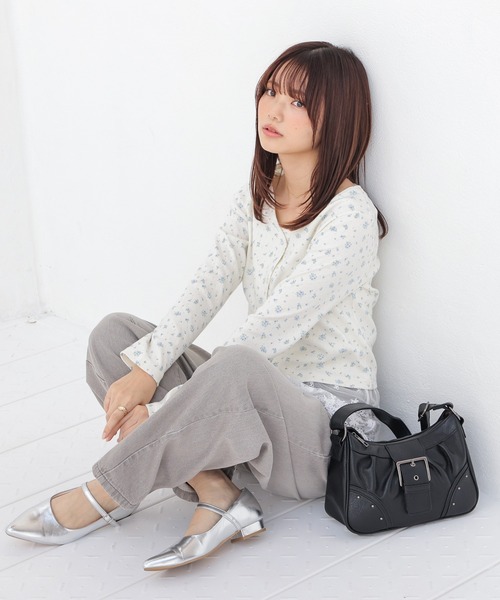 Honeys（ハニーズ）の「裾レースキャミ付カーデ（カーディガン/ボレロ・レディース・ホワイト系その他/杢グレー/ネイビー系/アイボリー系・S/M/L）」の8枚目の写真