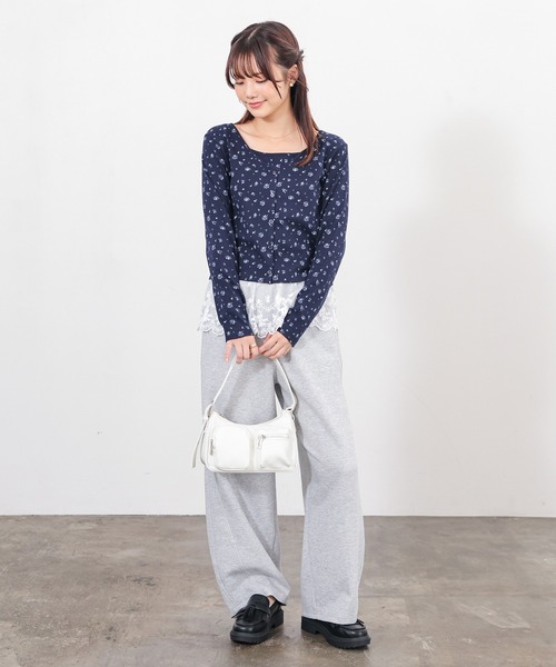 Honeys（ハニーズ）の「裾レースキャミ付カーデ（カーディガン/ボレロ・レディース・ホワイト系その他/杢グレー/ネイビー系/アイボリー系・S/M/L）」の11枚目の写真