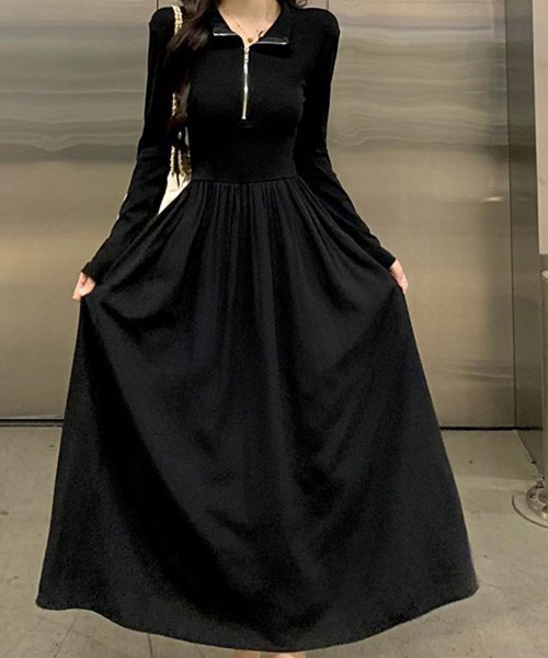 SallyLunn(サリーラン)の「ハイウエストハーフジップワンピース(ワンピース・レディース・ブラック・X-LARGE/LARGE/MEDIUM)」の2枚目の写真