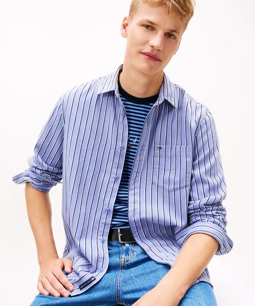 tommy jeans（トミー ジーンズ）の「リラックスストライプツイルシャツ（シャツ/ブラウス・メンズ・レッド/マルチ・X-LARGE/LARGE/MEDIUM/SMALL）」の3枚目の写真