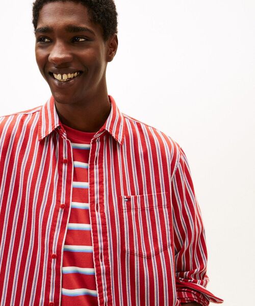tommy jeans（トミー ジーンズ）の「リラックスストライプツイルシャツ（シャツ/ブラウス・メンズ・レッド/マルチ・X-LARGE/LARGE/MEDIUM/SMALL）」の7枚目の写真