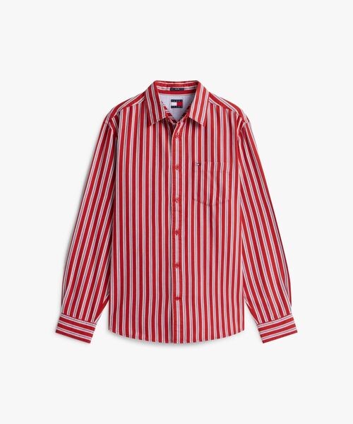 tommy jeans（トミー ジーンズ）の「リラックスストライプツイルシャツ（シャツ/ブラウス・メンズ・レッド/マルチ・X-LARGE/LARGE/MEDIUM/SMALL）」の10枚目の写真