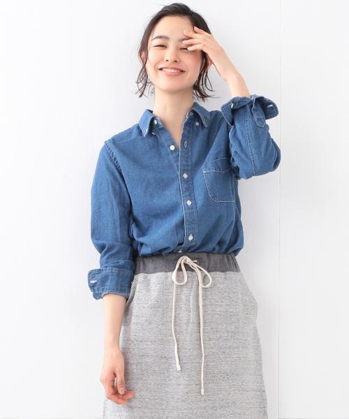 BEAMS BOY（ビームスボーイ）の「BEAMS BOY / デニム ボタンダウンシャツ（シャツ/ブラウス・レディース・ブルー/インディゴブルー・ONE SIZE）」の3枚目の写真