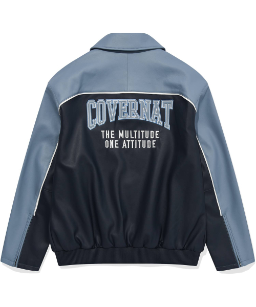 COVERNAT（カバーナット）の「Cロゴレーシングシンセティックレザージャケット ネイビー（ライダースジャケット・レディース・その他・MEDIUM/SMALL/X-LARGE/LARGE）」の2枚目の写真