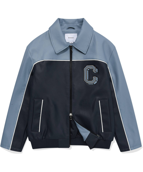 COVERNAT（カバーナット）の「Cロゴレーシングシンセティックレザージャケット ネイビー（ライダースジャケット・レディース・その他・MEDIUM/SMALL/X-LARGE/LARGE）」の3枚目の写真