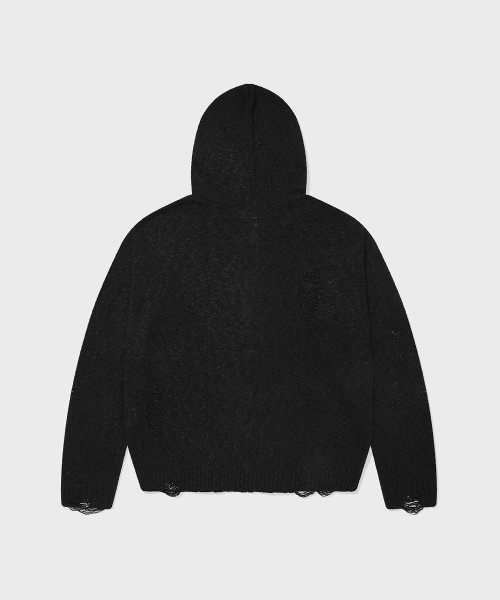 SAINTPAIN（セイントペイン）の「SPクロスダメージニットジップアップブラック（ニット/セーター・レディース・その他・LARGE/MEDIUM）」の2枚目の写真