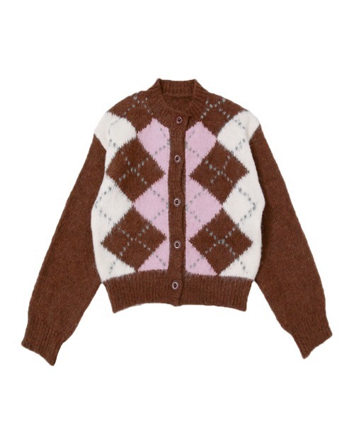 セール】アーガイル柄ニットカーディガン（カーディガン/ボレロ