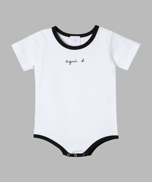 agnes b.(アニエスベー)の「ベビー ロゴ コットン 半袖 ボディスーツ 2枚組(ロンパース・キッズ・ブラック・6MONTH/1YEAR)」の6枚目の写真