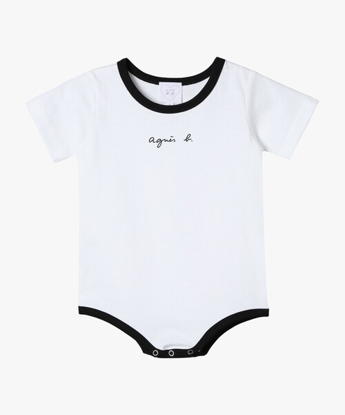 agnes b.(アニエスベー)の「ベビー ロゴ コットン 半袖 ボディスーツ 2枚組(ロンパース・キッズ・ブラック・6MONTH/1YEAR)」の3枚目の写真