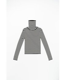 BOCBOK（ボクボク）の「STRIPE TURTLE NECK - BLACK&IVORY（ニット/セーター）」