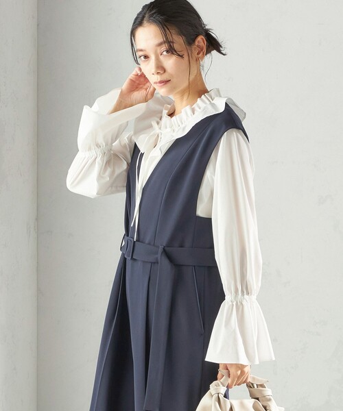 ネイビーオールインワン ウエストベルト付き ネイビーオールインワン ウエストベルト付き