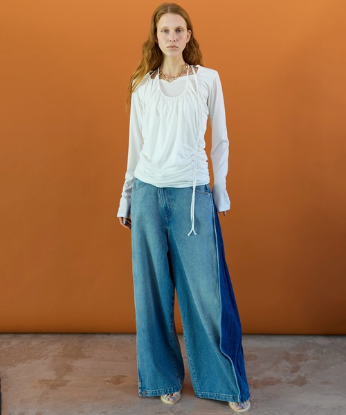 MAISON SPECIAL(メゾンスペシャル)の「【PRE-ORDER】Side-Tuck Cocoon Denim Pants/サイドタックコクーンデニムパンツ(デニムパンツ・レディース・ネイビー/ブルー/ブラック・38/36/34)」の6枚目の写真