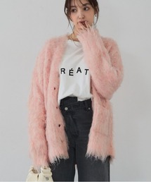 abahouse mavie | 【スタッフ人気No1】シャギー起毛カーディガン/ニット/冬服/春アウター/軽量/ガーリー/ふわふわ(カーディガン/ボレロ)