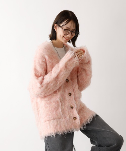 abahouse mavie（アバハウスマヴィ）の「【スタッフ人気No1】シャギー起毛カーディガン/ニット/冬服/春アウター/軽量/ガーリー/ふわふわ（カーディガン/ボレロ・レディース・グレー/ベージュ/ピンク・フリー）」の15枚目の写真