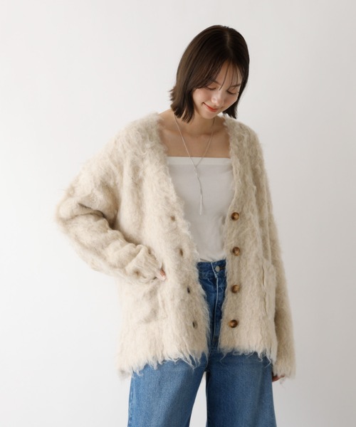abahouse mavie（アバハウスマヴィ）の「【スタッフ人気No1】シャギー起毛カーディガン/ニット/冬服/春アウター/軽量/ガーリー/ふわふわ（カーディガン/ボレロ・レディース・グレー/ベージュ/ピンク・フリー）」の19枚目の写真
