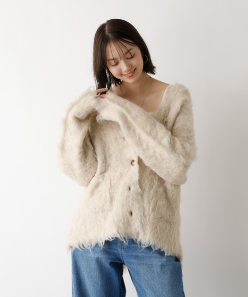 abahouse mavie（アバハウスマヴィ）の「【スタッフ人気No1】シャギー起毛カーディガン/ニット/冬服/春アウター/軽量/ガーリー/ふわふわ（カーディガン/ボレロ・レディース・グレー/ベージュ/ピンク・フリー）」の20枚目の写真