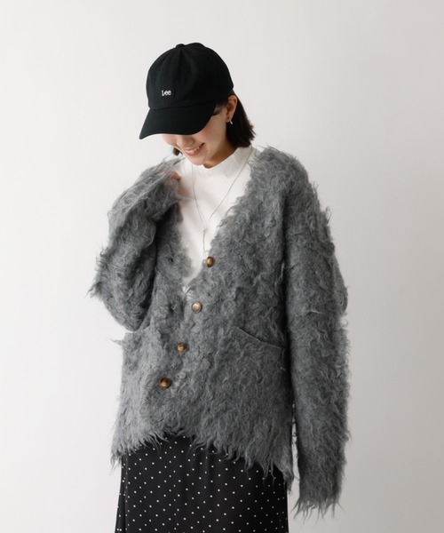 abahouse mavie（アバハウスマヴィ）の「【スタッフ人気No1】シャギー起毛カーディガン/ニット/冬服/春アウター/軽量/ガーリー/ふわふわ（カーディガン/ボレロ・レディース・グレー/ベージュ/ピンク・フリー）」の8枚目の写真