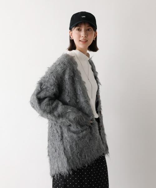 abahouse mavie（アバハウスマヴィ）の「【スタッフ人気No1】シャギー起毛カーディガン/ニット/冬服/春アウター/軽量/ガーリー/ふわふわ（カーディガン/ボレロ・レディース・グレー/ベージュ/ピンク・フリー）」の9枚目の写真