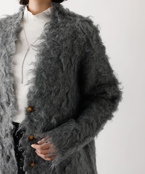 abahouse mavie（アバハウスマヴィ）の「【スタッフ人気No1】シャギー起毛カーディガン/ニット/冬服/春アウター/軽量/ガーリー/ふわふわ（カーディガン/ボレロ・レディース・グレー/ベージュ/ピンク・フリー）」の5枚目の写真