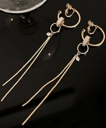 SUGAR BISKET（シュガービスケット）の「2連リング ロングチェーン イヤリング／ピアス（イヤリング）」