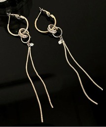 AMELY（エミリー）の「2連リング ロングチェーン イヤリング／ピアス（イヤリング）」