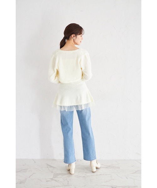 tocco closet(トッコ クローゼット)の「ボレロ×パールストラップワンピースのラメシャギーニットアンサンブル(アンサンブル・レディース・ピンク/オフホワイト・M)」の4枚目の写真
