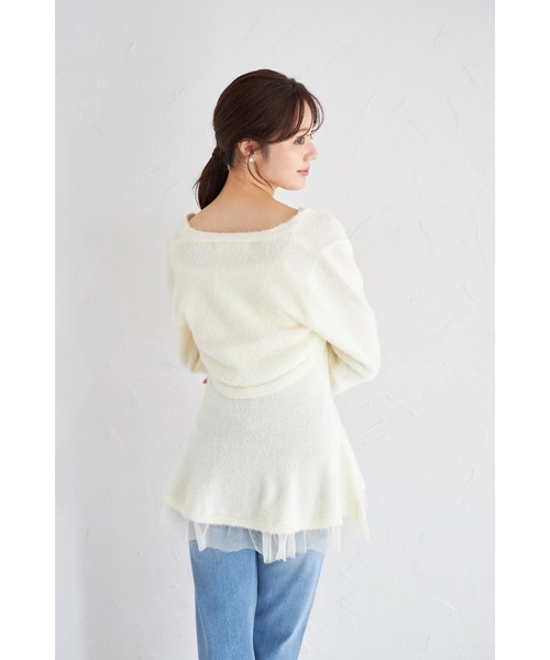 tocco closet(トッコ クローゼット)の「ボレロ×パールストラップワンピースのラメシャギーニットアンサンブル(アンサンブル・レディース・ピンク/オフホワイト・M)」の7枚目の写真
