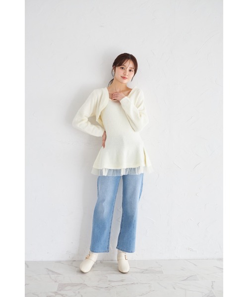 tocco closet(トッコ クローゼット)の「ボレロ×パールストラップワンピースのラメシャギーニットアンサンブル(アンサンブル・レディース・ピンク/オフホワイト・M)」の3枚目の写真
