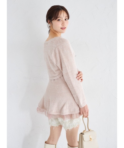 tocco closet(トッコ クローゼット)の「ボレロ×パールストラップワンピースのラメシャギーニットアンサンブル(アンサンブル・レディース・ピンク/オフホワイト・M)」の13枚目の写真