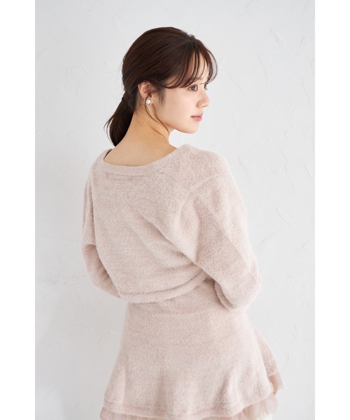 tocco closet(トッコ クローゼット)の「ボレロ×パールストラップワンピースのラメシャギーニットアンサンブル(アンサンブル・レディース・ピンク/オフホワイト・M)」の14枚目の写真