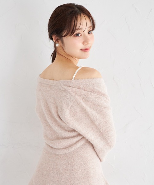 tocco closet(トッコ クローゼット)の「ボレロ×パールストラップワンピースのラメシャギーニットアンサンブル(アンサンブル・レディース・ピンク/オフホワイト・M)」の15枚目の写真