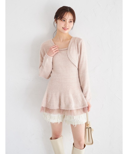 tocco closet(トッコ クローゼット)の「ボレロ×パールストラップワンピースのラメシャギーニットアンサンブル(アンサンブル・レディース・ピンク/オフホワイト・M)」の11枚目の写真