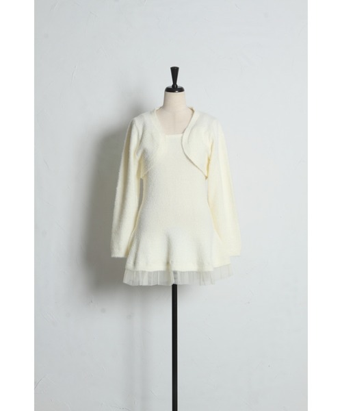 tocco closet(トッコ クローゼット)の「ボレロ×パールストラップワンピースのラメシャギーニットアンサンブル(アンサンブル・レディース・ピンク/オフホワイト・M)」の17枚目の写真