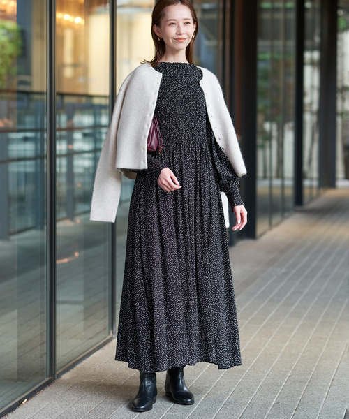 SLOBE IENA（スローブイエナ）の「《追加2》ドットシャーリングワンピース（ワンピース・レディース・ブラック・36/38）」の8枚目の写真