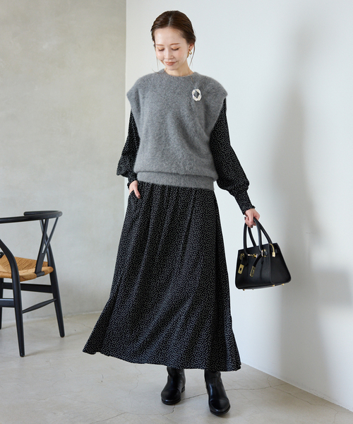 SLOBE IENA（スローブイエナ）の「《追加2》ドットシャーリングワンピース（ワンピース・レディース・ブラック・36/38）」の21枚目の写真