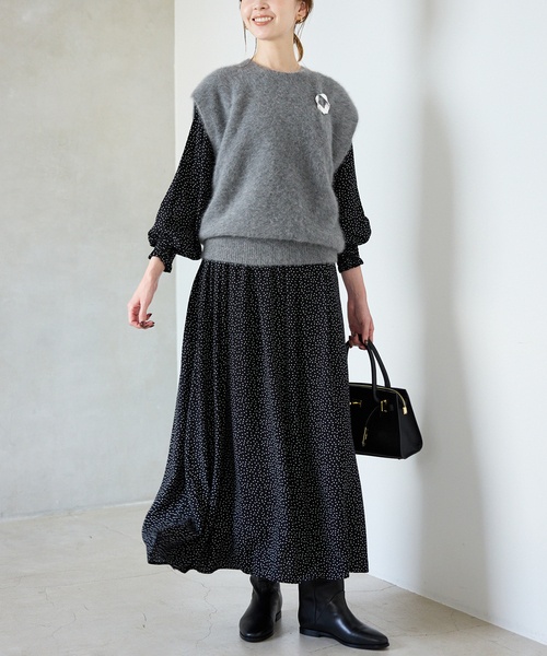 SLOBE IENA（スローブイエナ）の「《追加2》ドットシャーリングワンピース（ワンピース・レディース・ブラック・36/38）」の22枚目の写真