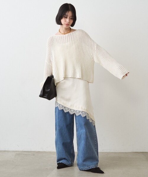 LOUNGEDRESS（ラウンジドレス）の「オーバーニット（ニット/セーター・レディース・ネイビー/アイボリー/ベージュ・FREE）」の21枚目の写真