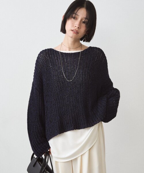 LOUNGEDRESS（ラウンジドレス）の「オーバーニット（ニット/セーター・レディース・ネイビー/アイボリー/ベージュ・FREE）」の5枚目の写真