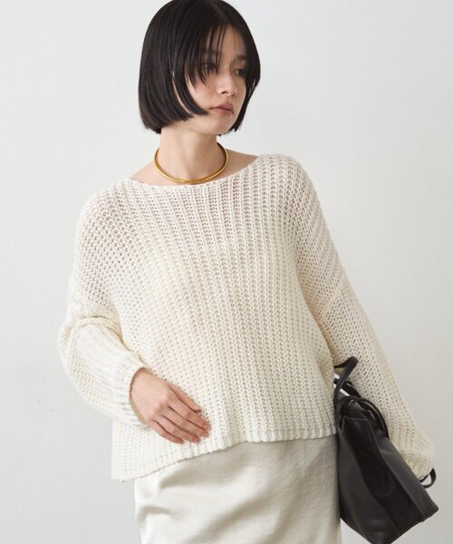 LOUNGEDRESS（ラウンジドレス）の「オーバーニット（ニット/セーター・レディース・ネイビー/アイボリー/ベージュ・FREE）」の4枚目の写真